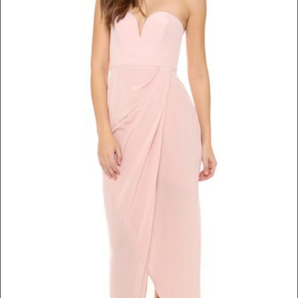 Zimmermann Blush Strapless Draped Column Gown